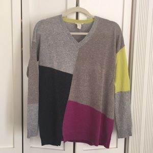 Cashmere color block sweater